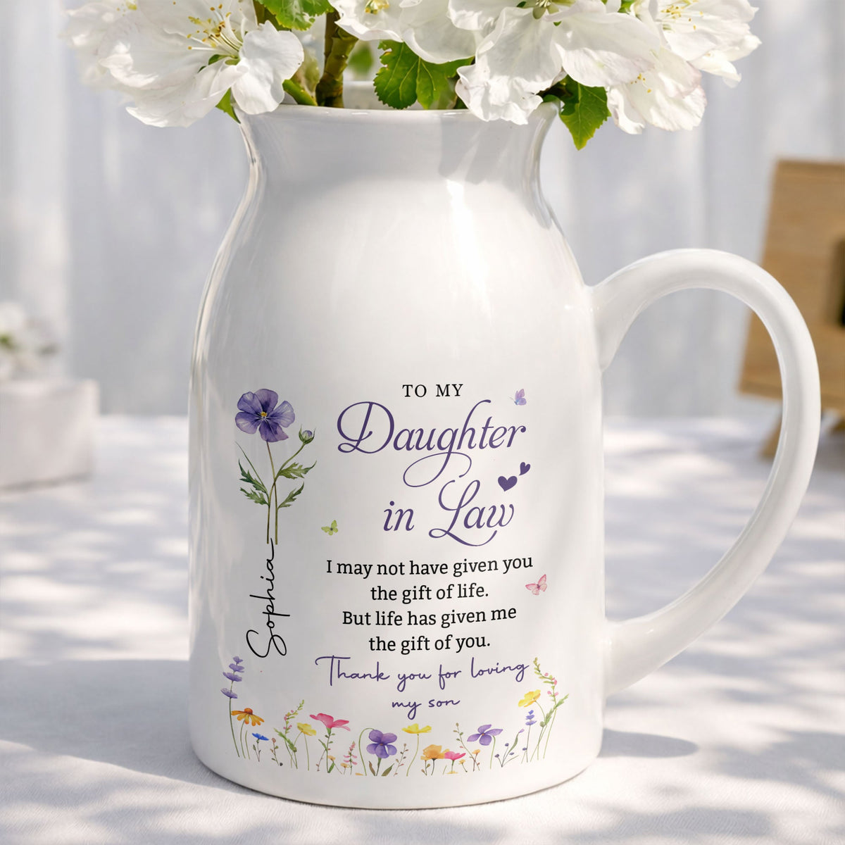 To My Daughter-in-Law Flower Vase, Personalized Gift for Daughter-in-Law - 1