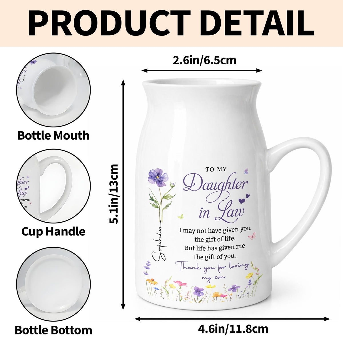 To My Daughter-in-Law Flower Vase, Personalized Gift for Daughter-in-Law - 4