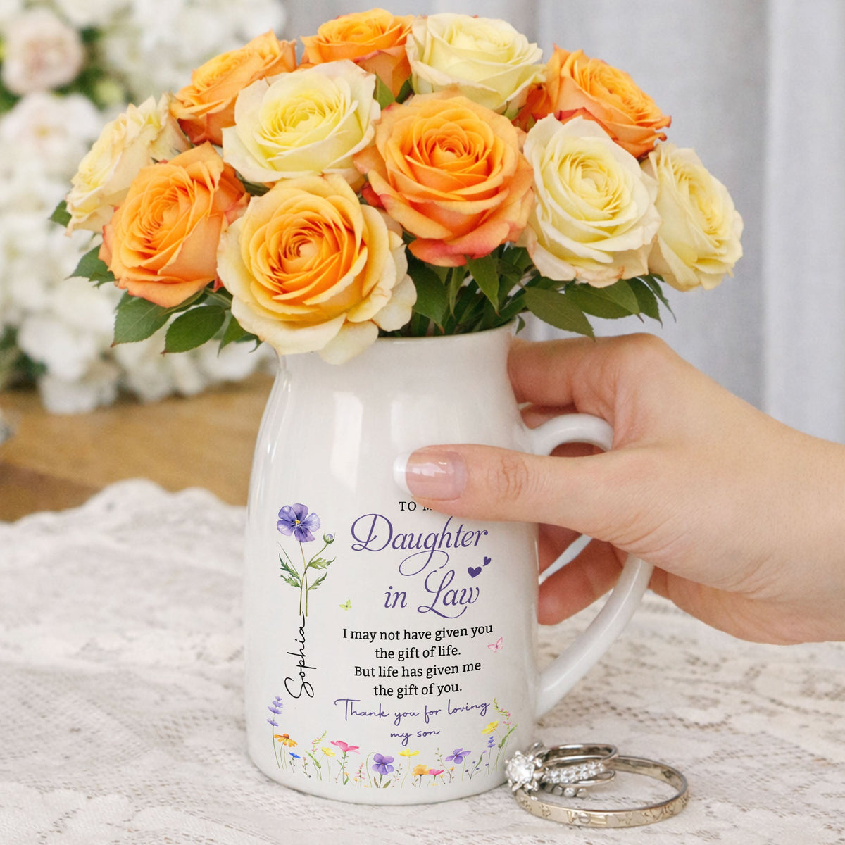 To My Daughter-in-Law Flower Vase, Personalized Gift for Daughter-in-Law - 10