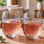 Personalized "To My Daughter-In-Law" Stemless Wine Glass - Custom 15oz Birth Flower Wine Cup - Bridal Shower, Birthday Gift for Her - 7