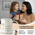 Personalized "To My Daughter-In-Law" Coffee Mug - Custom 11oz Ceramic Floral Tea Cup - Mother's Day, Birthday Gift for Daughter in Law - 11