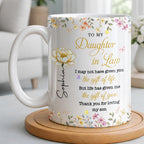 Personalized "To My Daughter-In-Law" Coffee Mug - Custom 11oz Ceramic Floral Tea Cup - Mother's Day, Birthday Gift for Daughter in Law - 2