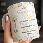 Personalized "To My Daughter-In-Law" Coffee Mug - Custom 11oz Ceramic Floral Tea Cup - Mother's Day, Birthday Gift for Daughter in Law - 5
