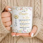 Personalized "To My Daughter-In-Law" Coffee Mug - Custom 11oz Ceramic Floral Tea Cup - Mother's Day, Birthday Gift for Daughter in Law - 9