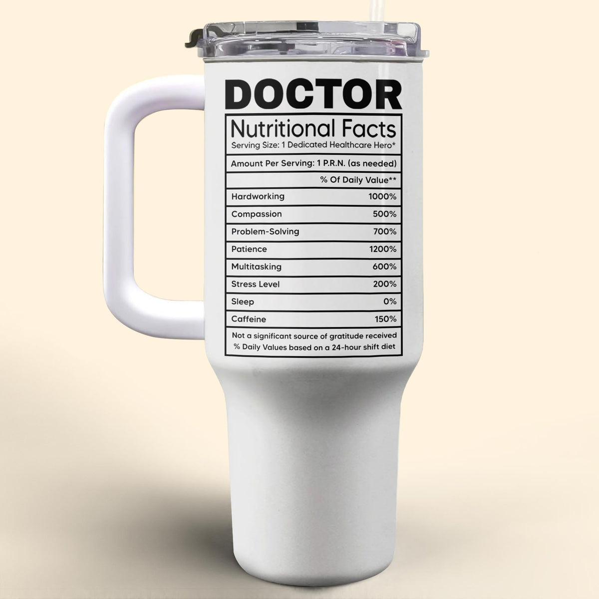 Nutritional Facts For Dedicated Healthcare Heroes,Personalized 40oz Tumbler With Straw,Gift For Healthcare Workers - 6