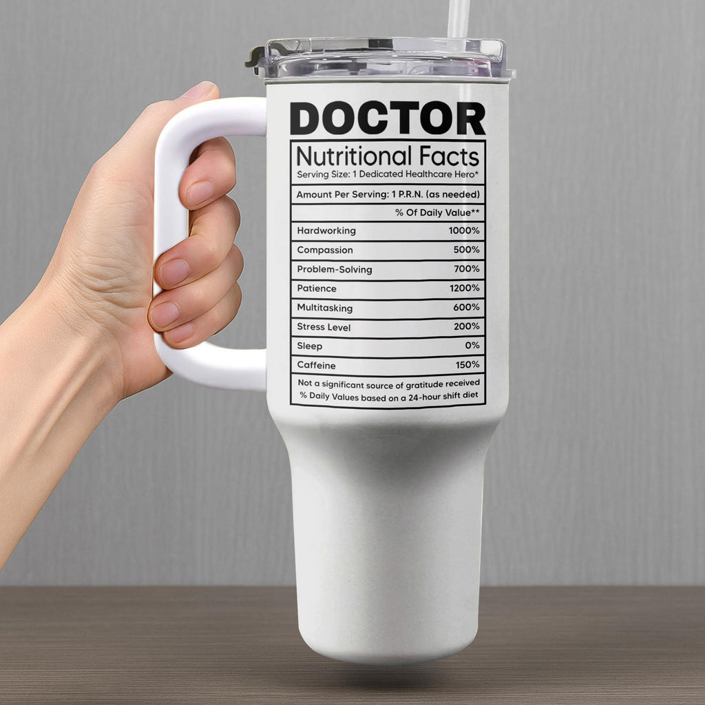 Nutritional Facts For Dedicated Healthcare Heroes,Personalized 40oz Tumbler With Straw,Gift For Healthcare Workers - 5