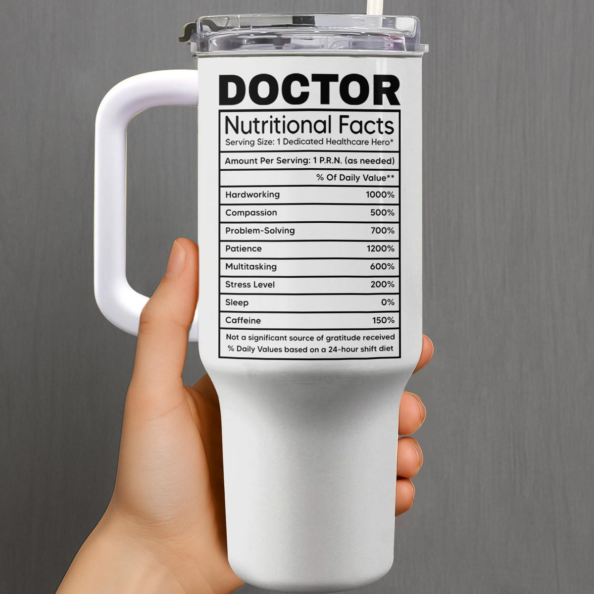 Nutritional Facts For Dedicated Healthcare Heroes,Personalized 40oz Tumbler With Straw,Gift For Healthcare Workers - 4