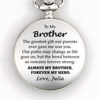 Personalized "To My Brother" Pocket Watch - Custom Engraved Quartz Vintage Watch with Chain - Birthday, Wedding Day Keepsake Gift for Him - 8