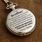 Personalized "To My Brother" Pocket Watch - Custom Engraved Quartz Vintage Watch with Chain - Birthday, Wedding Day Keepsake Gift for Him - 1