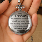 Personalized "To My Brother" Pocket Watch - Custom Engraved Quartz Vintage Watch with Chain - Birthday, Wedding Day Keepsake Gift for Him - 2