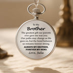 Personalized "To My Brother" Pocket Watch - Custom Engraved Quartz Vintage Watch with Chain - Birthday, Wedding Day Keepsake Gift for Him - 7