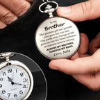 Personalized "To My Brother" Pocket Watch - Custom Engraved Quartz Vintage Watch with Chain - Birthday, Wedding Day Keepsake Gift for Him - 3