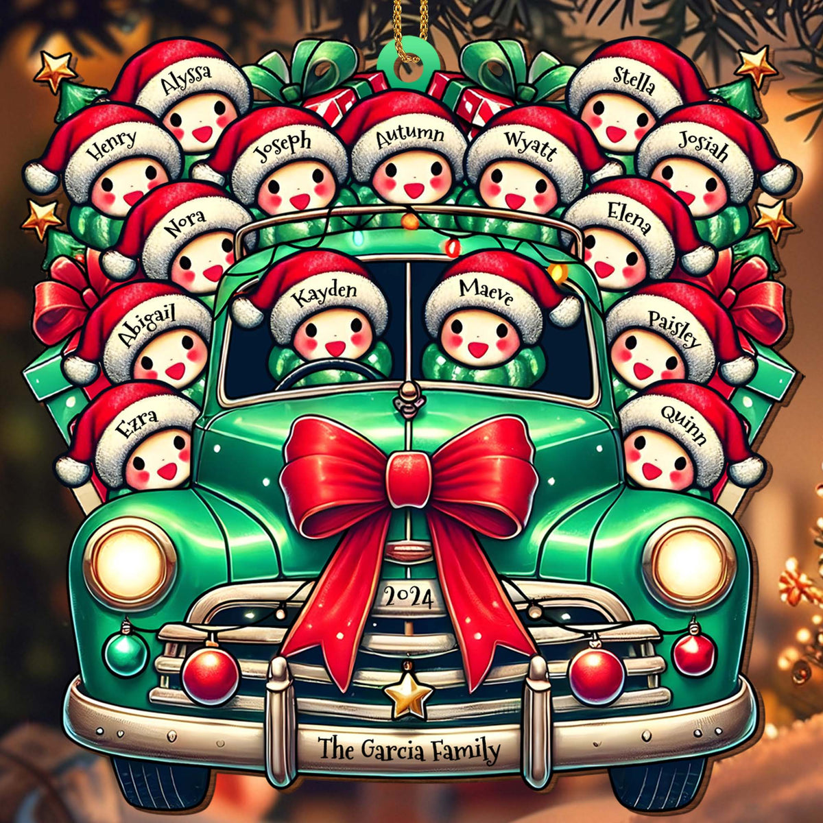 Family Christmas Cheer Vintage Truck - Personalized Custom Wood Ornament - Gift For Family - 1
