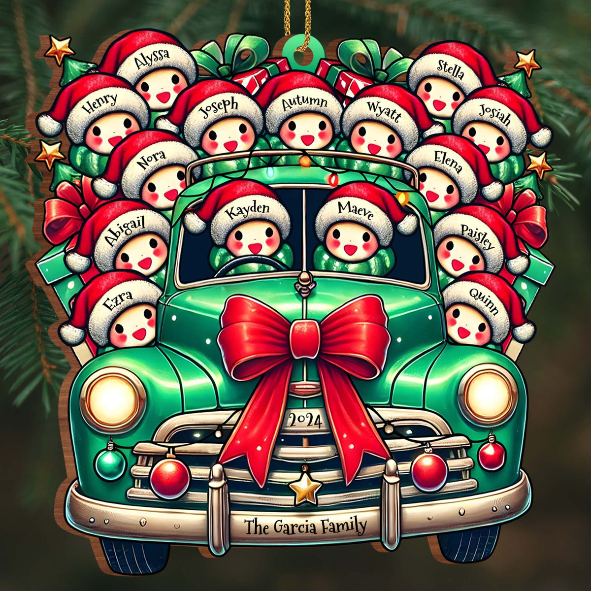 Family Christmas Cheer Vintage Truck - Personalized Custom Wood Ornament - Gift For Family - 4