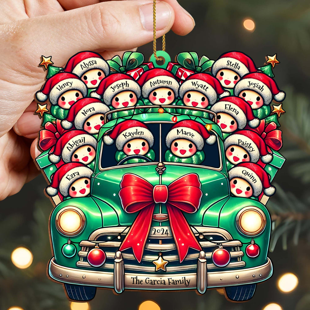 Family Christmas Cheer Vintage Truck - Personalized Custom Wood Ornament - Gift For Family - 3