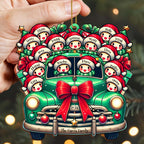 Family Christmas Cheer Vintage Truck - Personalized Custom Wood Ornament - Gift For Family - 3