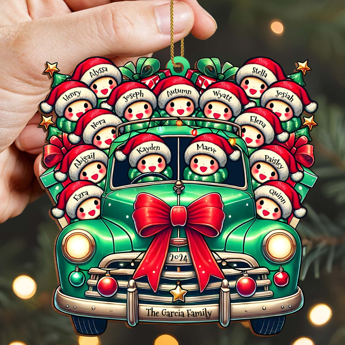Family Christmas Cheer Vintage Truck - Personalized Custom Wood Ornament - Gift For Family - 3