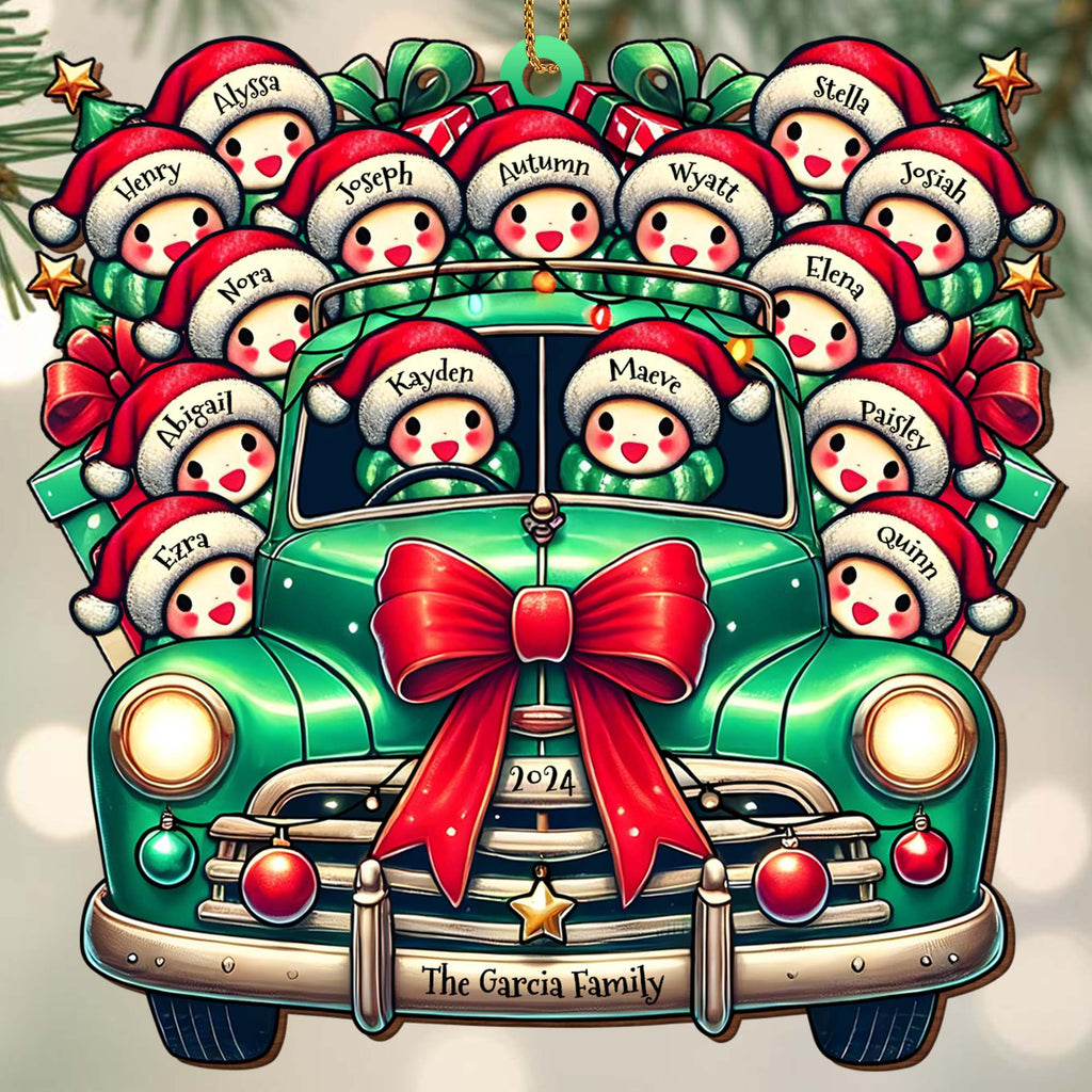 Family Christmas Cheer Vintage Truck - Personalized Custom Wood Ornament - Gift For Family - 2