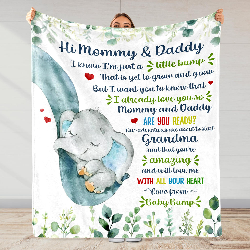 Custom "Love From Baby Bump" Blanket - Personalized Flannel Fleece Baby Shower Throw Blanket - Gift for Expecting Parents, New Mom - 1