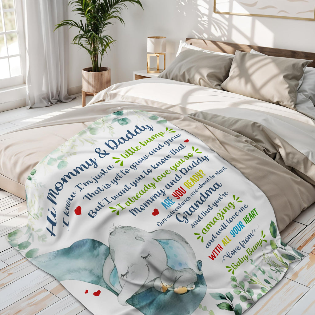 Custom "Love From Baby Bump" Blanket - Personalized Flannel Fleece Baby Shower Throw Blanket - Gift for Expecting Parents, New Mom - 10