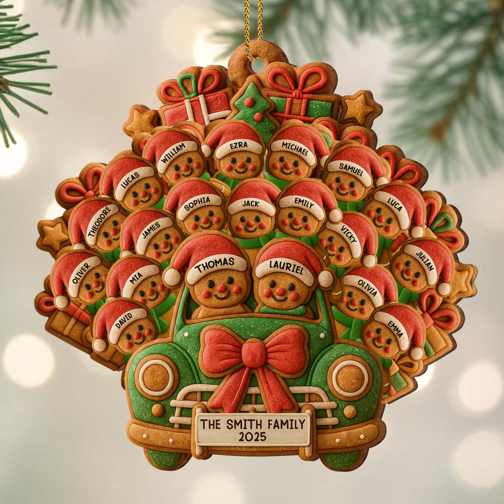 Custom Bear Family Van Wood Ornament - Personalized Names Christmas Tree Decoration - Holiday Keepsake Gift for Families, Parents - 1