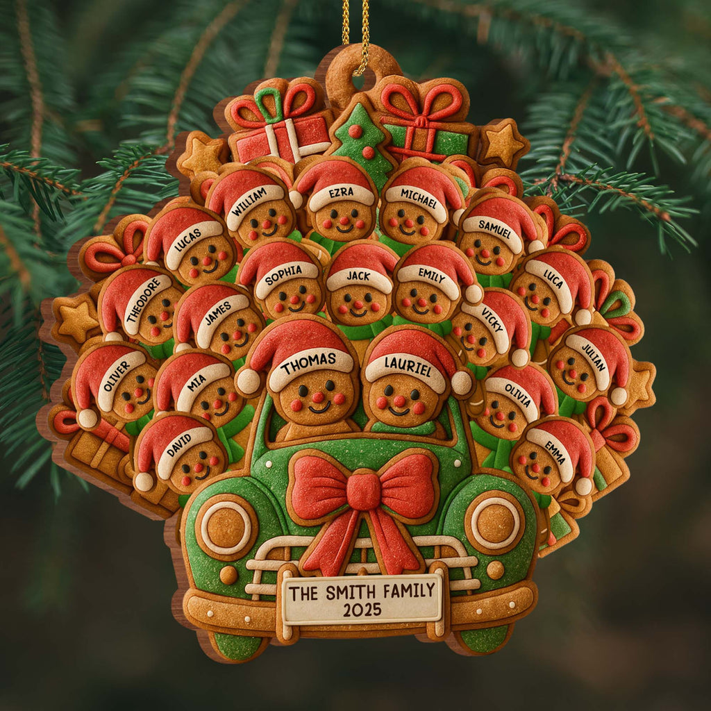 Custom Bear Family Van Wood Ornament - Personalized Names Christmas Tree Decoration - Holiday Keepsake Gift for Families, Parents - 7