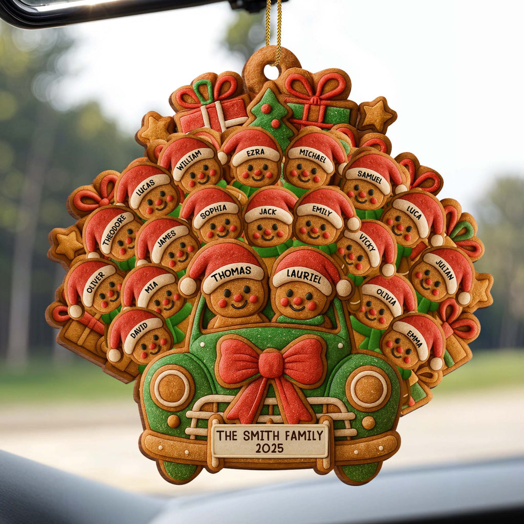 Custom Bear Family Van Wood Ornament - Personalized Names Christmas Tree Decoration - Holiday Keepsake Gift for Families, Parents - 2