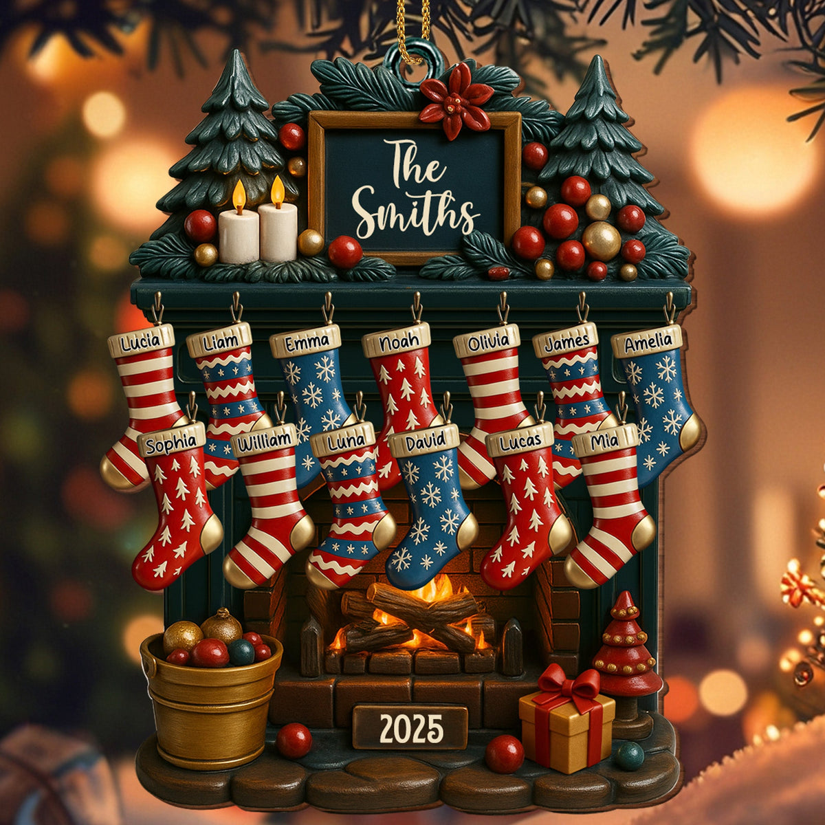 Holiday Gatherings Customized Family Name Wood Ornament,Personalized Custom Wood Ornament,Gift For Family and Holiday Enthusiasts - 1