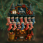 Holiday Gatherings Customized Family Name Wood Ornament,Personalized Custom Wood Ornament,Gift For Family and Holiday Enthusiasts - 6