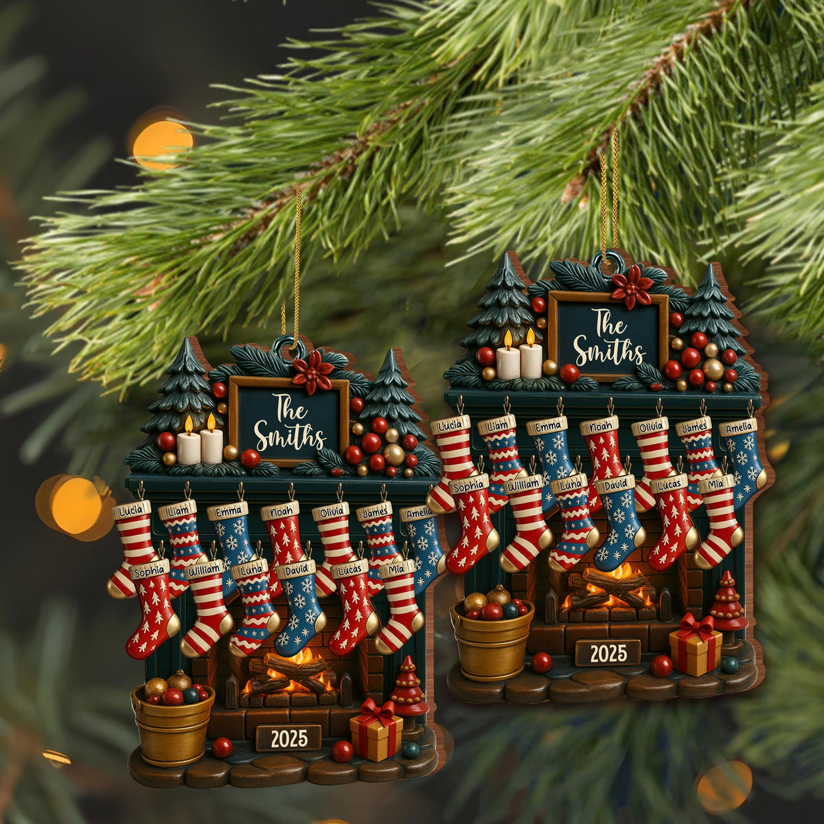 Holiday Gatherings Customized Family Name Wood Ornament,Personalized Custom Wood Ornament,Gift For Family and Holiday Enthusiasts - 7