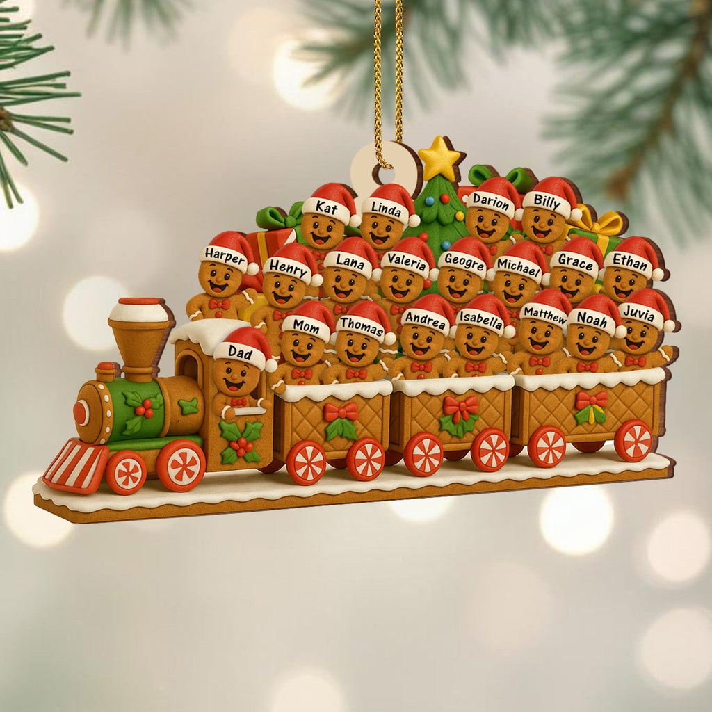 Personalized Gingerbread Christmas Express Wood Ornament - Custom Family Name Holiday Tree Decoration - Cute Xmas Keepsake Gift - 6