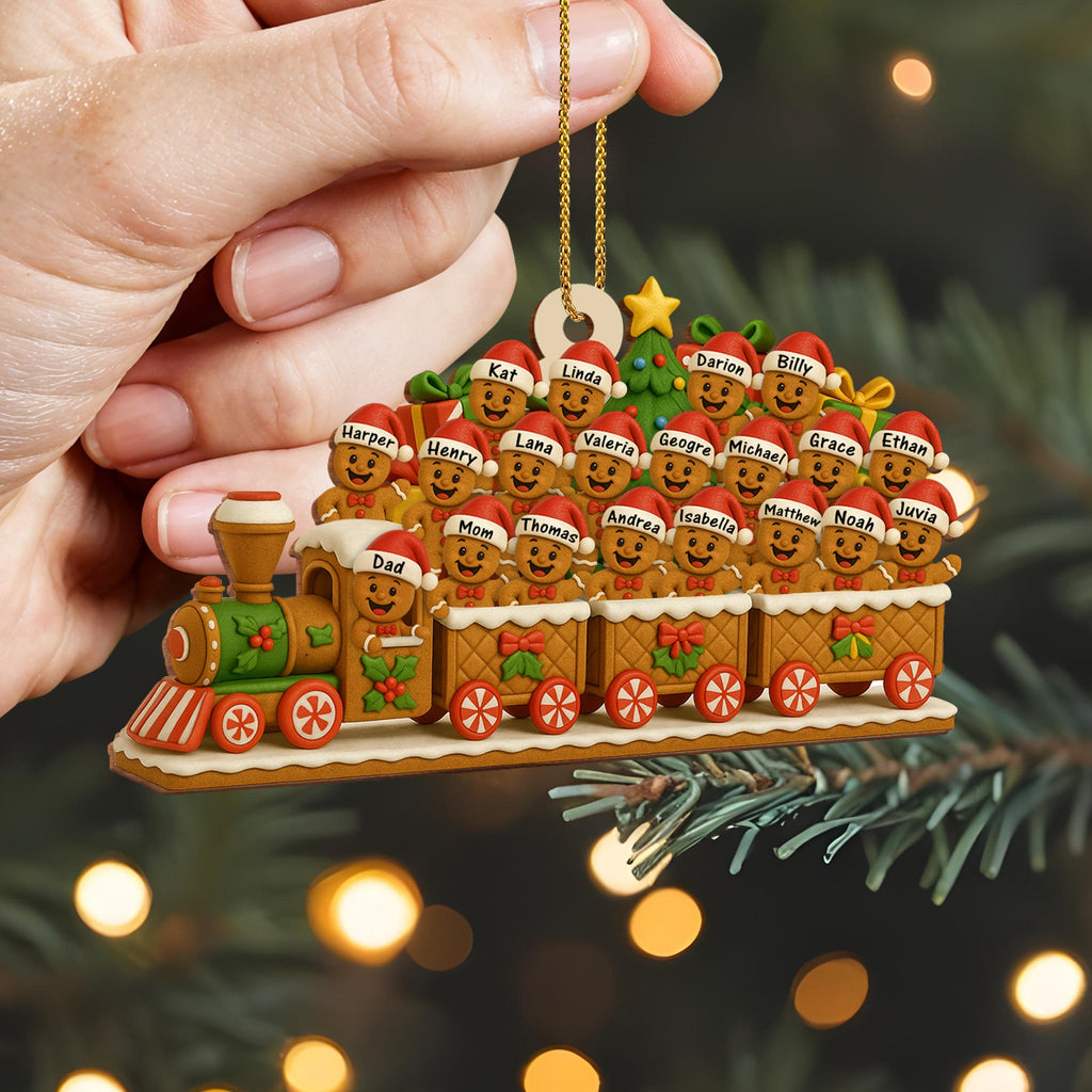 Personalized Gingerbread Christmas Express Wood Ornament - Custom Family Name Holiday Tree Decoration - Cute Xmas Keepsake Gift - 4