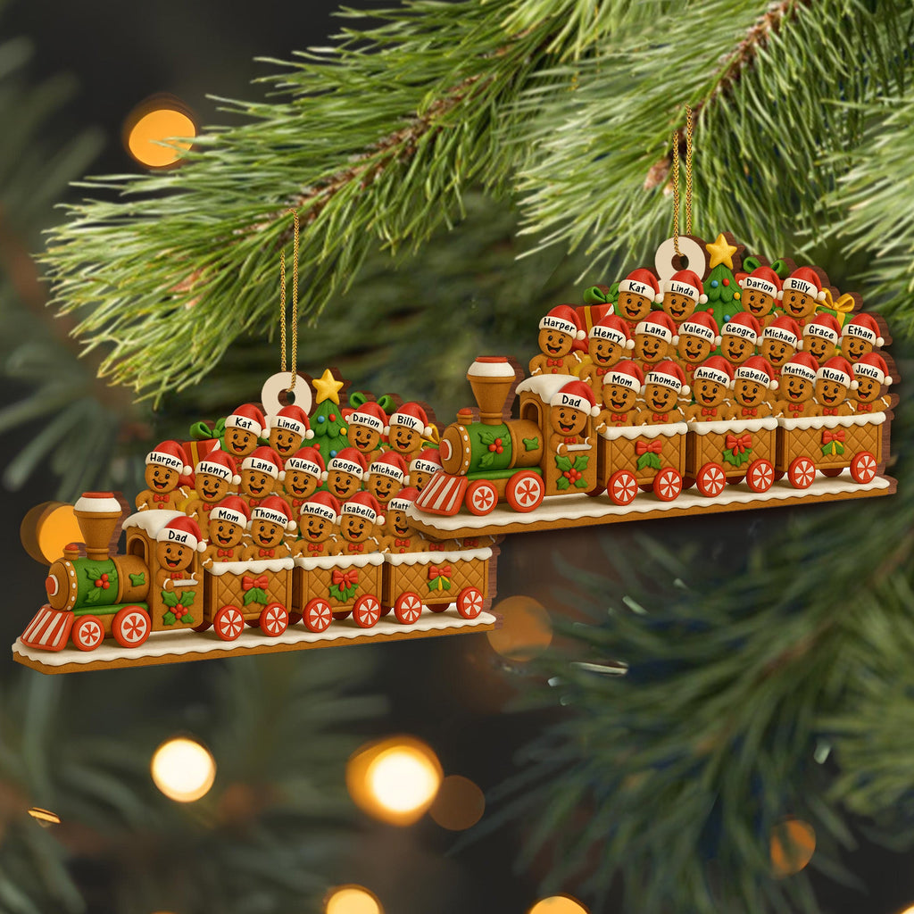 Personalized Gingerbread Christmas Express Wood Ornament - Custom Family Name Holiday Tree Decoration - Cute Xmas Keepsake Gift - 5