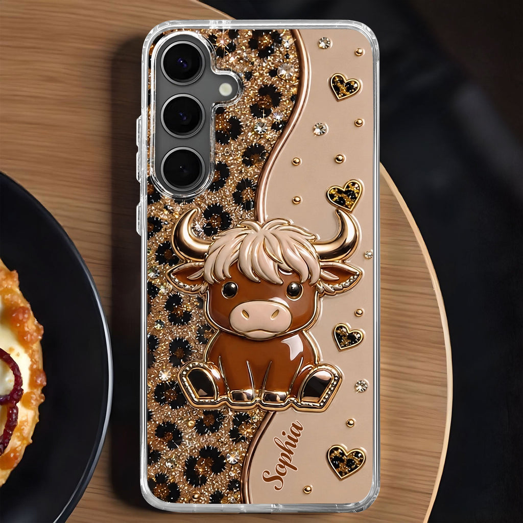 Custom Cute Highland Cow Phone Case - Personalized Slim Protective Cover for iPhone & Samsung Galaxy - Unique Animal Lover Gift for Her - 2