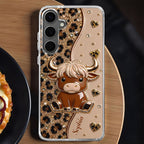 Custom Cute Highland Cow Phone Case - Personalized Slim Protective Cover for iPhone & Samsung Galaxy - Unique Animal Lover Gift for Her - 2