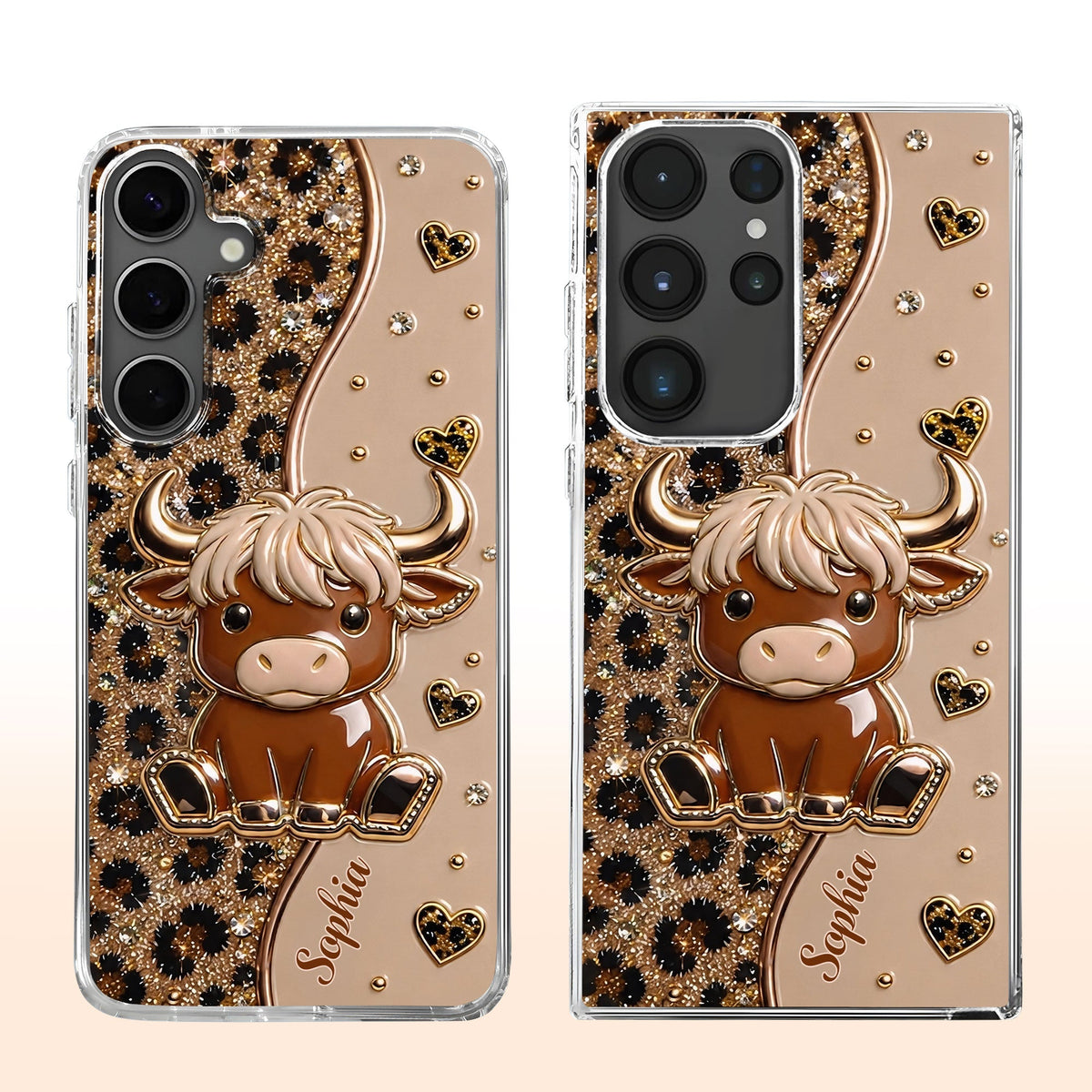 Custom Cute Highland Cow Phone Case - Personalized Slim Protective Cover for iPhone & Samsung Galaxy - Unique Animal Lover Gift for Her - 4