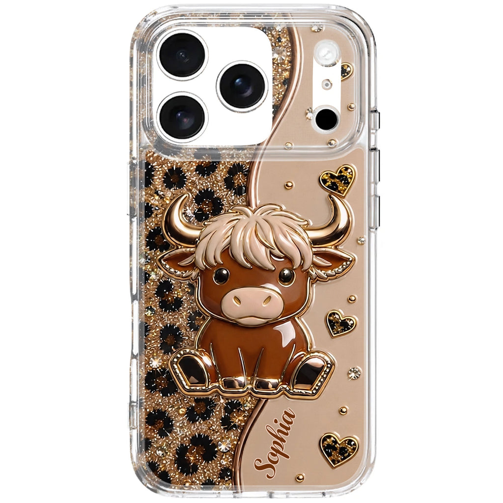Custom Cute Highland Cow Phone Case - Personalized Slim Protective Cover for iPhone & Samsung Galaxy - Unique Animal Lover Gift for Her - 14