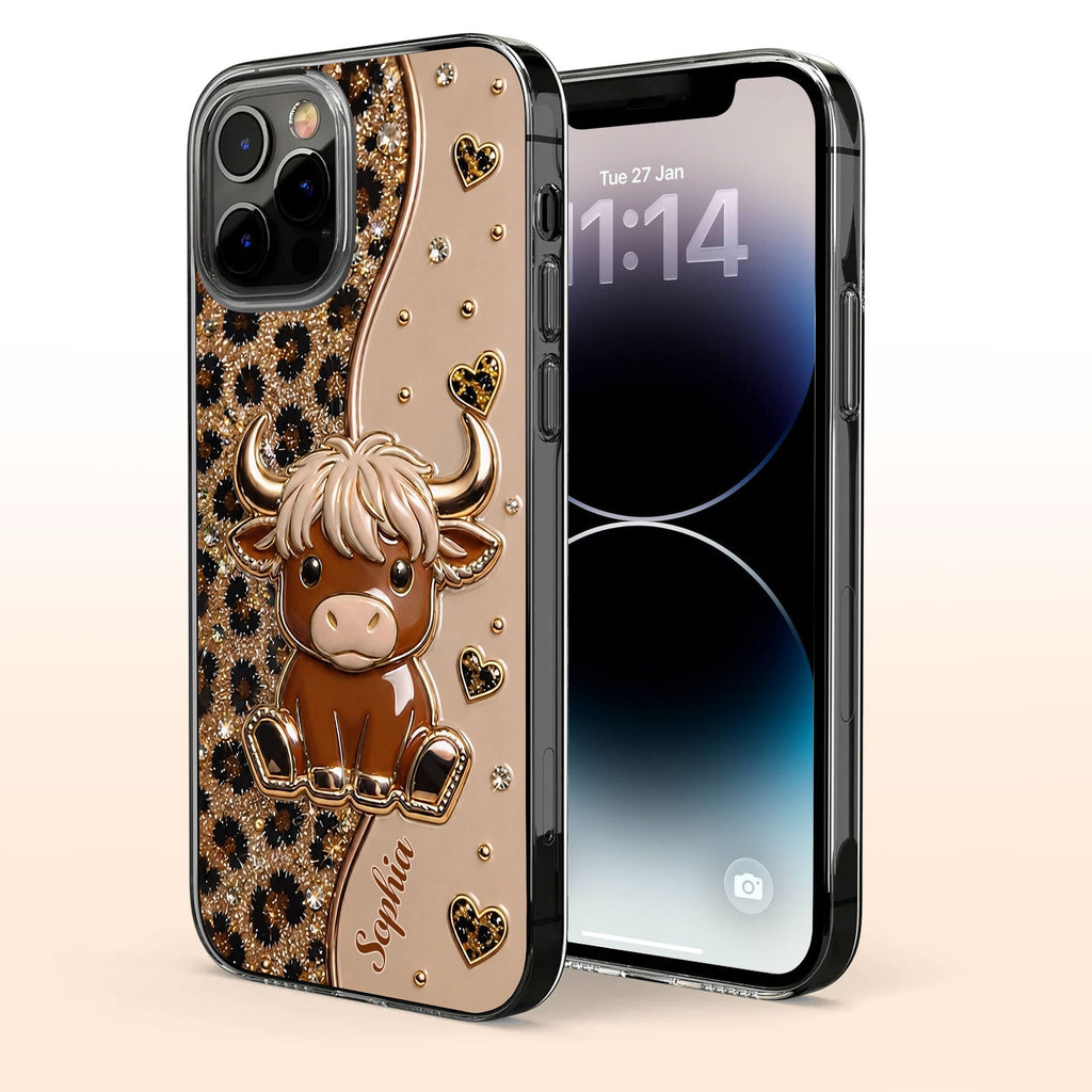 Custom Cute Highland Cow Phone Case - Personalized Slim Protective Cover for iPhone & Samsung Galaxy - Unique Animal Lover Gift for Her - 6