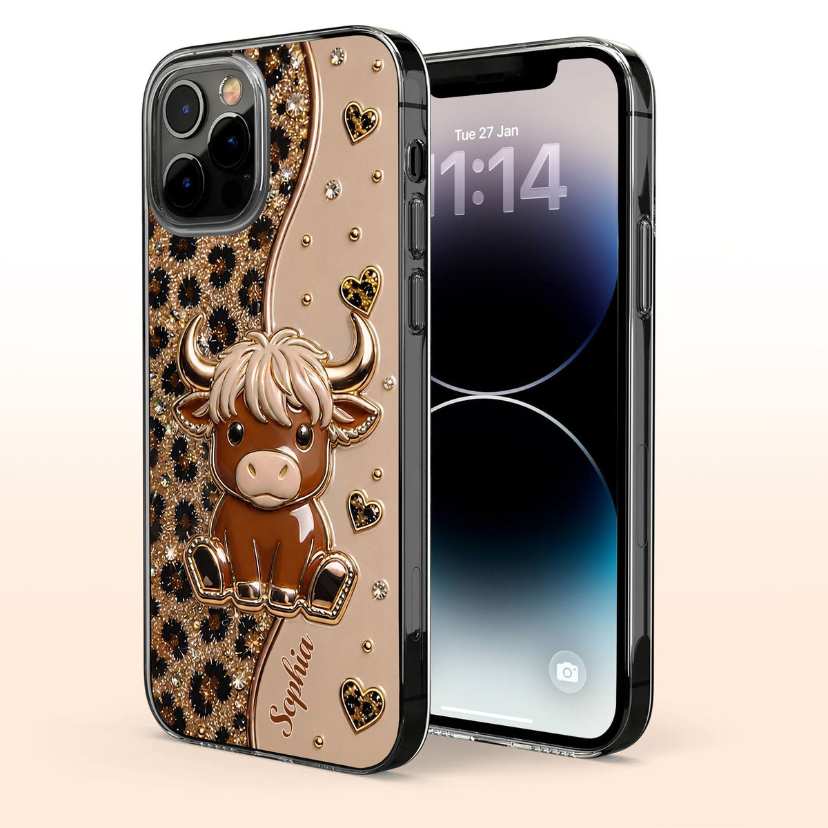 Custom Cute Highland Cow Phone Case - Personalized Slim Protective Cover for iPhone & Samsung Galaxy - Unique Animal Lover Gift for Her - 6