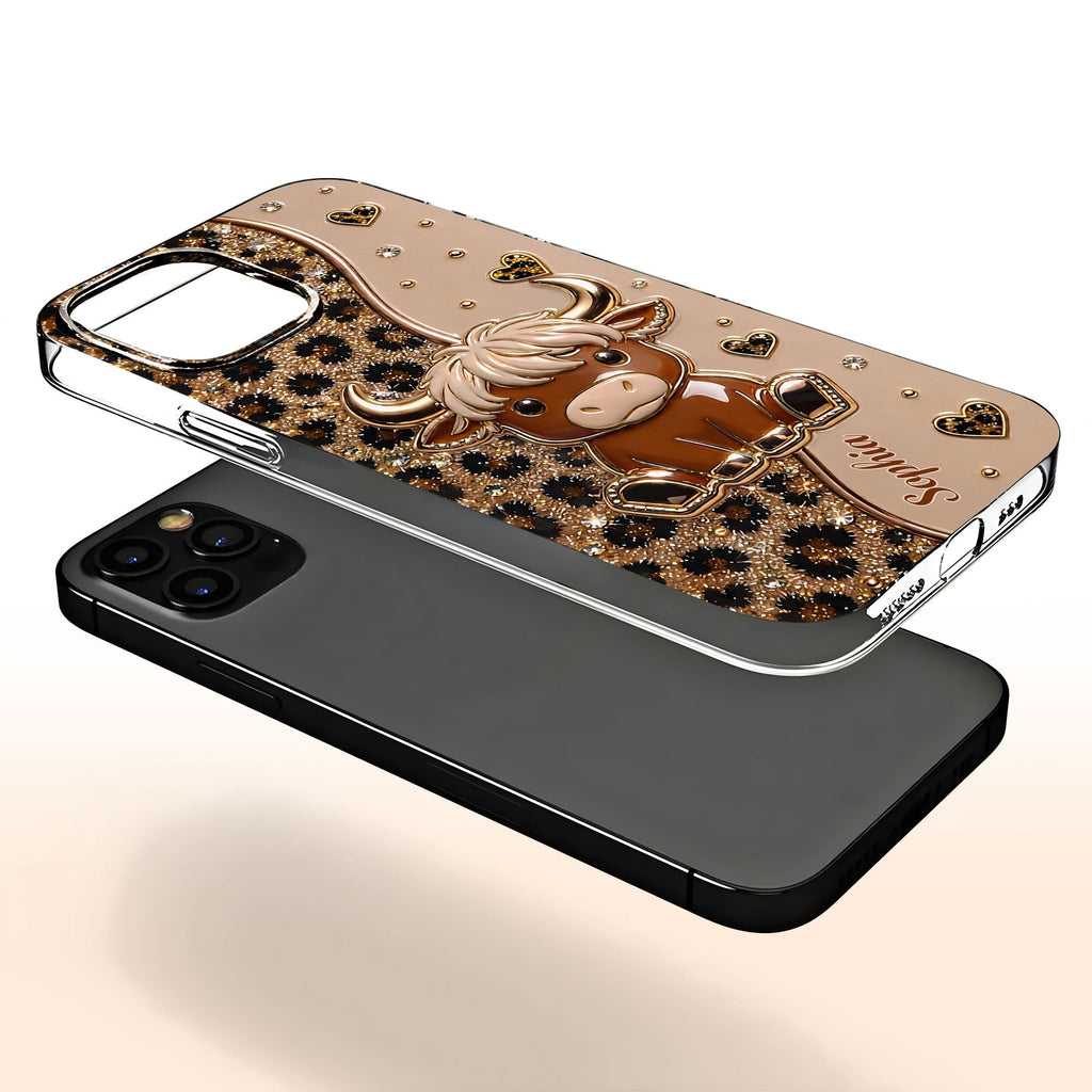 Custom Cute Highland Cow Phone Case - Personalized Slim Protective Cover for iPhone & Samsung Galaxy - Unique Animal Lover Gift for Her - 7
