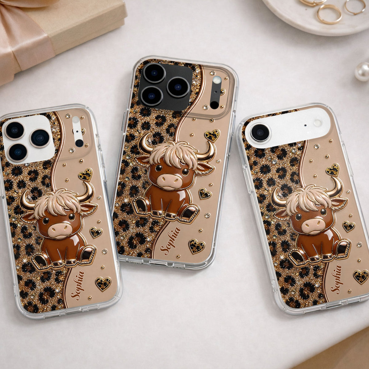 Custom Cute Highland Cow Phone Case - Personalized Slim Protective Cover for iPhone & Samsung Galaxy - Unique Animal Lover Gift for Her - 11
