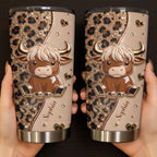 Custom Highland Cow 20oz Stainless Steel Tumbler - Personalized Cute Cow Lover Gift - Insulated Travel Coffee Mug with Lid for Women - 2