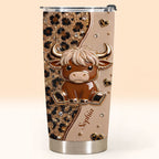 Custom Highland Cow 20oz Stainless Steel Tumbler - Personalized Cute Cow Lover Gift - Insulated Travel Coffee Mug with Lid for Women - 8
