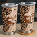Custom Highland Cow 20oz Stainless Steel Tumbler - Personalized Cute Cow Lover Gift - Insulated Travel Coffee Mug with Lid for Women - 5