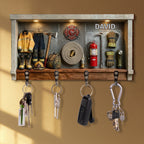 Personalized Firefighter Key Holder for Wall - Custom Hero Fire Dept Wooden Key Hanger - Housewarming Gift for Firefighter Families - 1