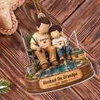 Hooked On Grandpa, Personalized Custom Acrylic Ornament, Gift For Grandpa - 2