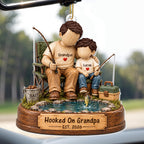Hooked On Grandpa, Personalized Custom Acrylic Ornament, Gift For Grandpa - 5