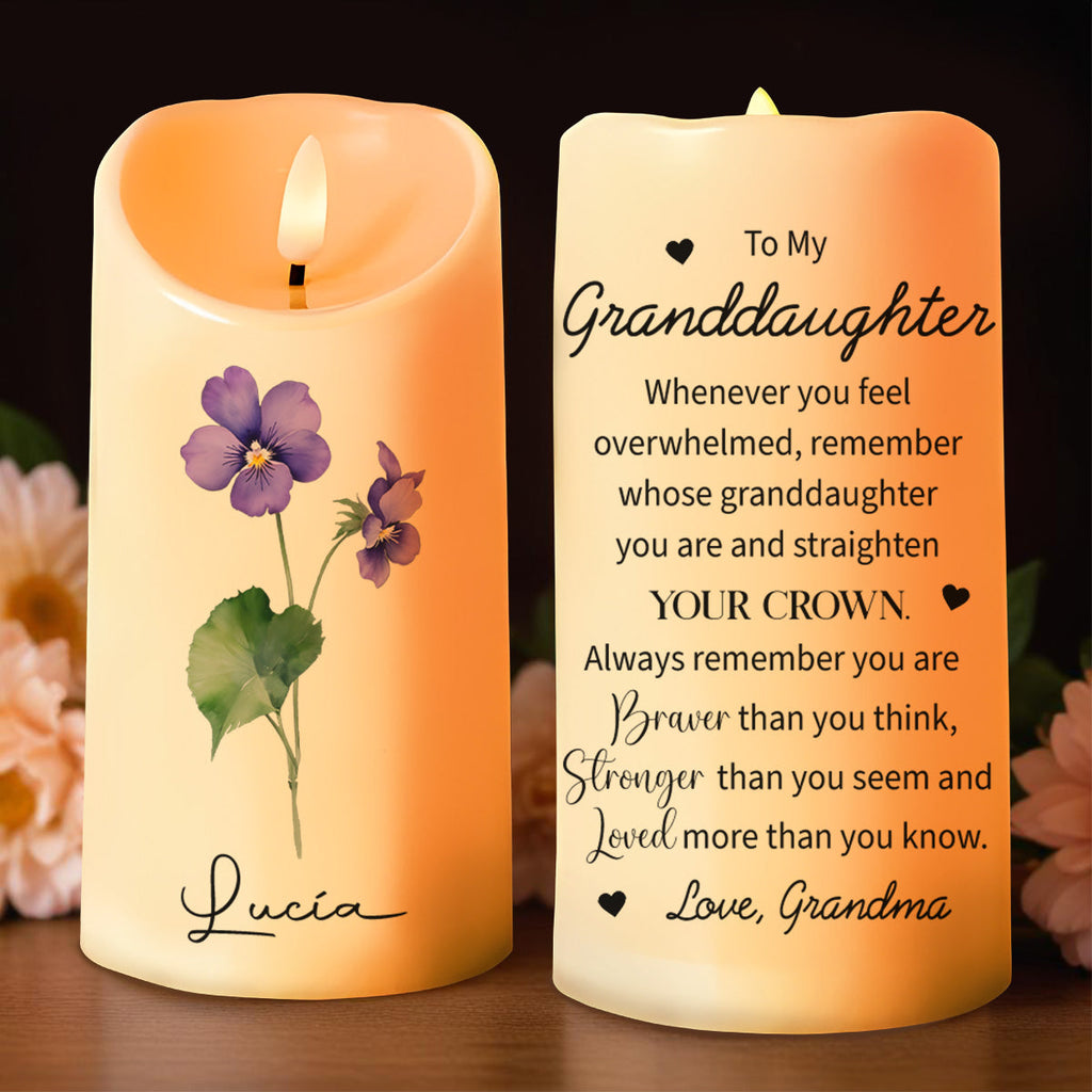 Straighten Your Crown - Granddaughter Personalized Custom LED Candle - Gift For Granddaughters - 1