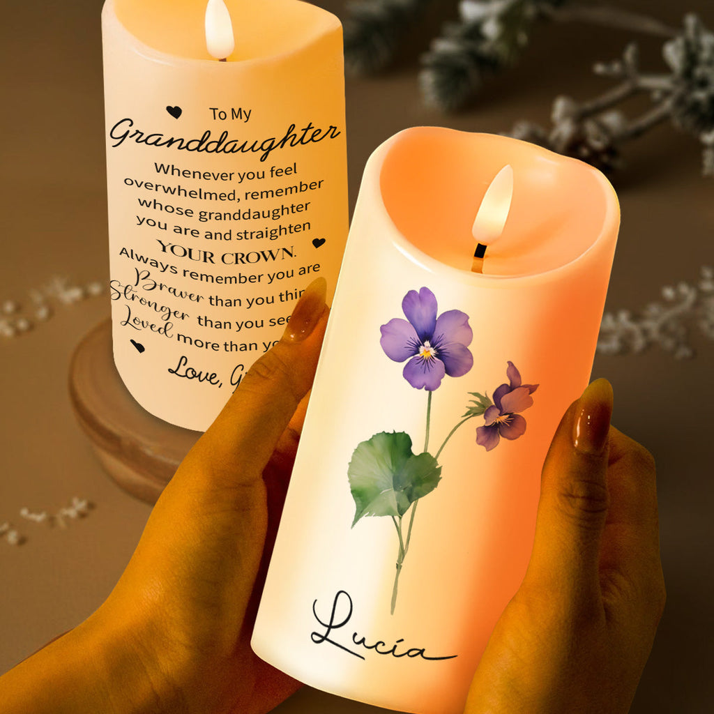 Straighten Your Crown - Granddaughter Personalized Custom LED Candle - Gift For Granddaughters - 2