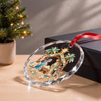 Our Savior Is Born, Personalized Circle Glass Ornament, Gift For Family - 11